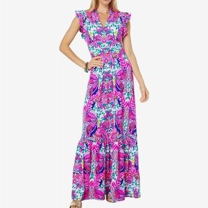 Lilly Pulitzer maxi dress Adriann Flutter Sleeve